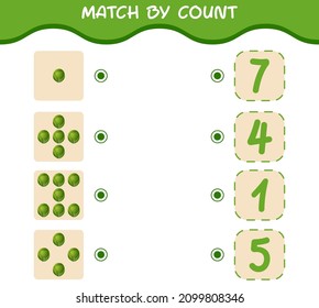 Match by count of cartoon brussels sprout. Match and count game. Educational game for pre shool years kids and toddlers