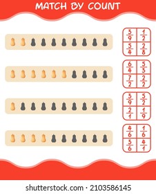 Match by count of cartoon butternut squash. Match and count game. Educational game for pre shool years kids and toddlers