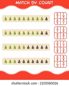 Match by count of cartoon calabash. Match and count game. Educational game for pre shool years kids and toddlers