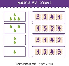 Match by count of cartoon calabash. Match and count game. Educational game for pre shool years kids and toddlers