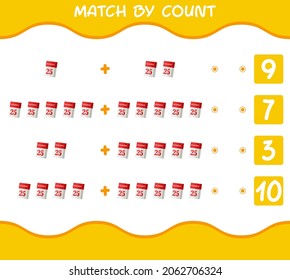 Match by count of cartoon calendar. Match and count game. Educational game for pre shool years kids and toddlers