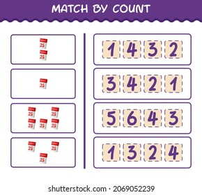 Match by count of cartoon calendar. Match and count game. Educational game for pre shool years kids and toddlers