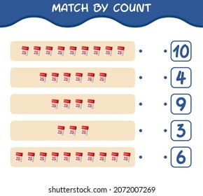 Match by count of cartoon calendar. Match and count game. Educational game for pre shool years kids and toddlers