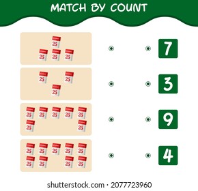 Match by count of cartoon calendar. Match and count game. Educational game for pre shool years kids and toddlers