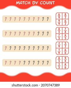 Match by count of cartoon candy cane. Match and count game. Educational game for pre shool years kids and toddlers