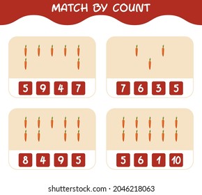 Match by count of cartoon carrot. Match and count game. Educational game for pre shool years kids and toddlers
