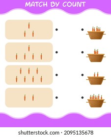 Match by count of cartoon carrot. Match and count game. Educational game for pre shool years kids and toddlers