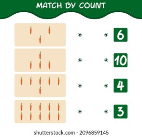 Match by count of cartoon carrot. Match and count game. Educational game for pre shool years kids and toddlers