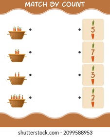 Match by count of cartoon carrot. Match and count game. Educational game for pre shool years kids and toddlers