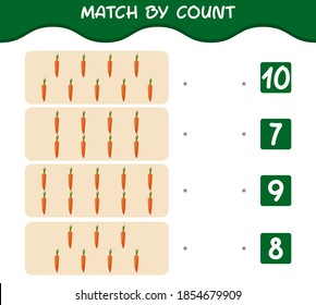Match by count of cartoon carrots. Match and count game. Educational game for pre shool years kids and toddlers