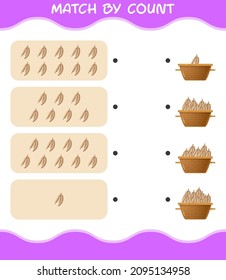 Match by count of cartoon cassava. Match and count game. Educational game for pre shool years kids and toddlers