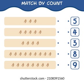 Match nach Anzahl der Cartoon Cassava. Match and count Game. Erziehungsspiel für Kinder und Kleinkinder im Vorschulalter