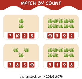 Match by count of cartoon cauliflower. Match and count game. Educational game for pre shool years kids and toddlers