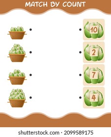 Match by count of cartoon cauliflower. Match and count game. Educational game for pre shool years kids and toddlers