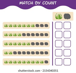 Match by count of cartoon cauliflower. Match and count game. Educational game for pre shool years kids and toddlers