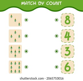 Match by count of cartoon champagne bottle. Match and count game. Educational game for pre shool years kids and toddlers