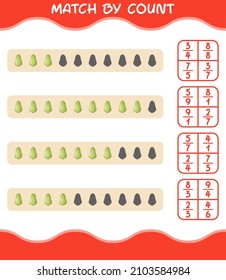 Match by count of cartoon chayote. Match and count game. Educational game for pre shool years kids and toddlers
