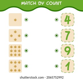 Match by count of cartoon christmas star. Match and count game. Educational game for pre shool years kids and toddlers