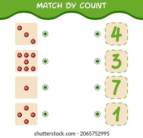 Match by count of cartoon christmas ornament. Match and count game. Educational game for pre shool years kids and toddlers