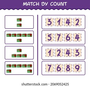 Match by count of cartoon christmas card. Match and count game. Educational game for pre shool years kids and toddlers