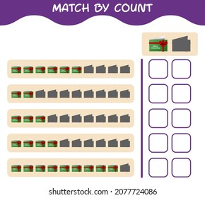 Match by count of cartoon christmas card. Match and count game. Educational game for pre shool years kids and toddlers