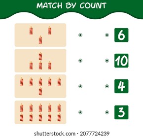 Match by count of cartoon christmas candle. Match and count game. Educational game for pre shool years kids and toddlers