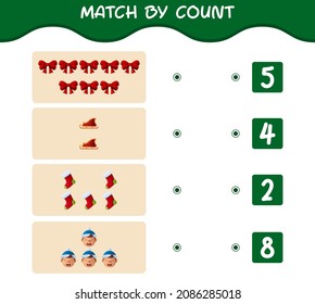 Match by count of cartoon christmas. . Match and count game. Educational game for pre shool years kids and toddlers