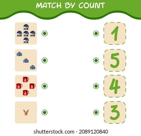 Entdecken Sie Cartoon-Weihnachten. . Match and count Game. Erziehungsspiel für Kinder und Kleinkinder im Vorschulalter