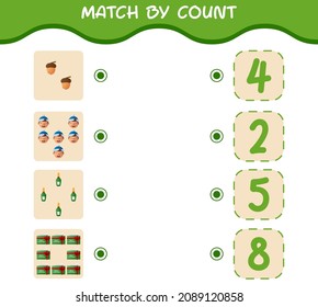 Match by count of cartoon christmas. . Match and count game. Educational game for pre shool years kids and toddlers
