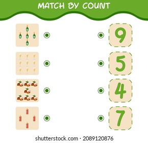 Match by count of cartoon christmas. . Match and count game. Educational game for pre shool years kids and toddlers