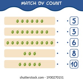 Match by count of cartoon coconut. Match and count game. Educational game for pre school years kids and toddlers