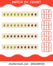 Match by count of cartoon coconut. Match and count game. Educational game for pre shool years kids and toddlers