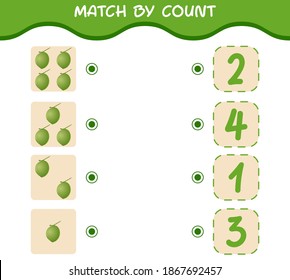 Match by count of cartoon coconuts. Match and count game. Educational game for pre shool years kids and toddlers