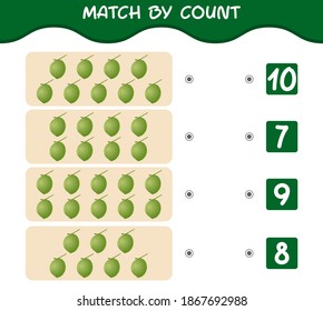 Match by count of cartoon coconuts. Match and count game. Educational game for pre shool years kids and toddlers