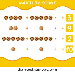 Match by count of cartoon cookie. Match and count game. Educational game for pre shool years kids and toddlers
