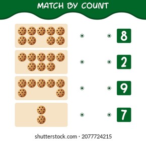 Match by count of cartoon cookie. Match and count game. Educational game for pre shool years kids and toddlers