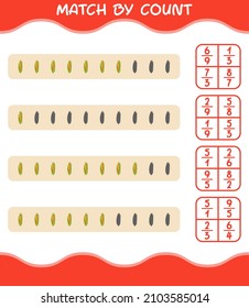 Match by count of cartoon corn. Match and count game. Educational game for pre shool years kids and toddlers
