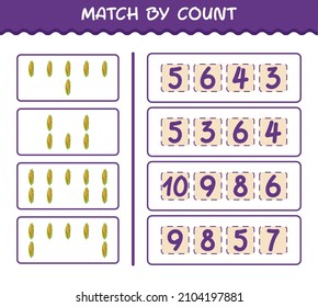 Match by count of cartoon corn. Match and count game. Educational game for pre shool years kids and toddlers
