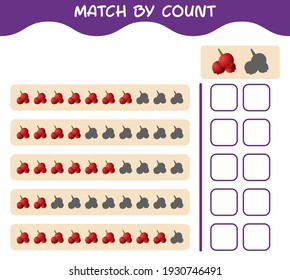 Match by count of cartoon cranberry. Match and count game. Educational game for pre shool years kids and toddlers