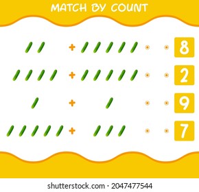 Match by count of cartoon cucumber. Match and count game. Educational game for pre shool years kids and toddlers