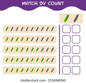 Match by count of cartoon cucumber. Match and count game. Educational game for pre shool years kids and toddlers