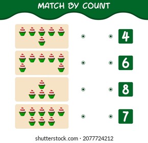 Match by count of cartoon cupcake. Match and count game. Educational game for pre shool years kids and toddlers