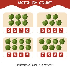 Coincidencia por número de manzanas crema de dibujos animados. Juego y cuenta. Juego educativo para niños y niños en edad preescolar