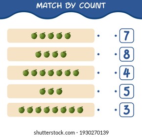Match by count of cartoon custard apple. Match and count game. Educational game for pre school years kids and toddlers