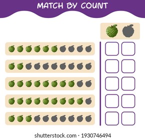 Match by count of cartoon custard apple. Match and count game. Educational game for pre shool years kids and toddlers