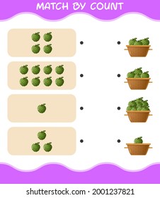 Match by count of cartoon custard apple. Match and count game. Educational game for pre shool years kids and toddlers