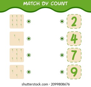 Match by count of cartoon daikon. Match and count game. Educational game for pre shool years kids and toddlers