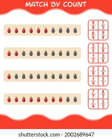 Coincidir por el recuento de la fruta del dragón de dibujos animados. Juego y cuenta. Juego educativo para niños y niños en edad preescolar