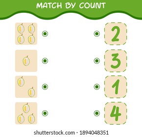 Match by count of cartoon durians. Match and count game. Educational game for pre shool years kids and toddlers