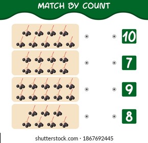 Match by count of cartoon elderberries. Match and count game. Educational game for pre shool years kids and toddlers